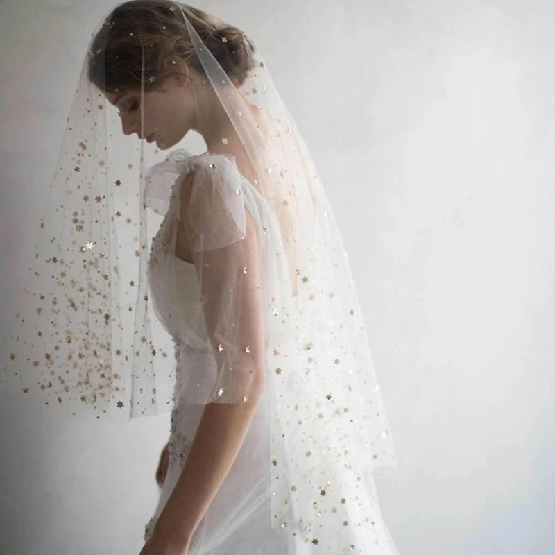 Женская Фата в виде полумесяца короткая свадебная фата цвета слоновой кости