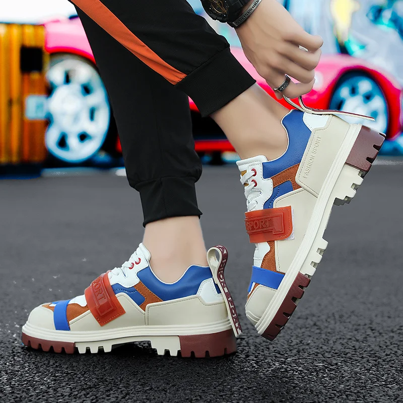 

Colorful Platform Sneakers Men's Designer Sneakers Casual Chunky Shoes Microfiber Non-Slip Comfort Men Trainers zapatos hombre
