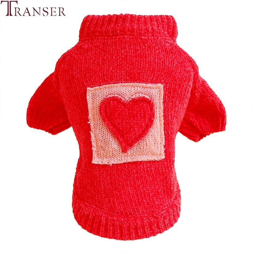 Transer с узором в виде сердца теплый красный вязаный свитер воротником под горло