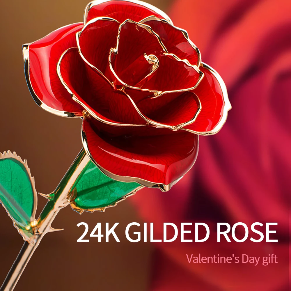 

Rose Gold Lighting Wedding 24K Valentine'S Day Creative Gift Foil Plated Rose Lasts Forever Love Decor Lover Rose