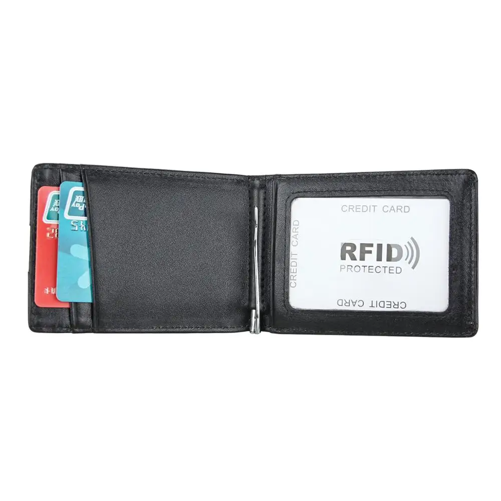 Зажим для денег мужчин и женщин роскошный натуральная кожа RFID Блокировка