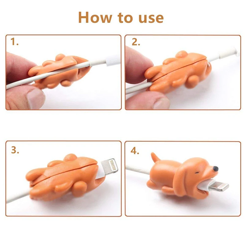 1 шт. протектор кабеля для зарядки с животными Iphone Android Usb милый медведь собака