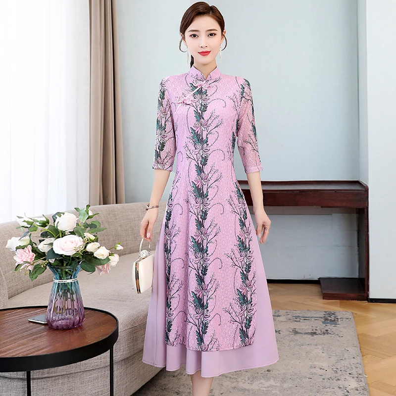 Женское платье в вьетнамском стиле Чонсам | Тематическая одежда и униформа