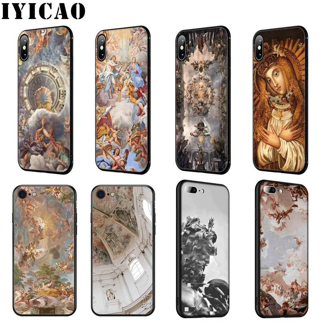 IYICAO Madonna Church frescoes Angel Soft Silicone Case for iPhone 11 Pro Max XR X XS 6 6S 7 8 Plus 5 5S SE Phone |