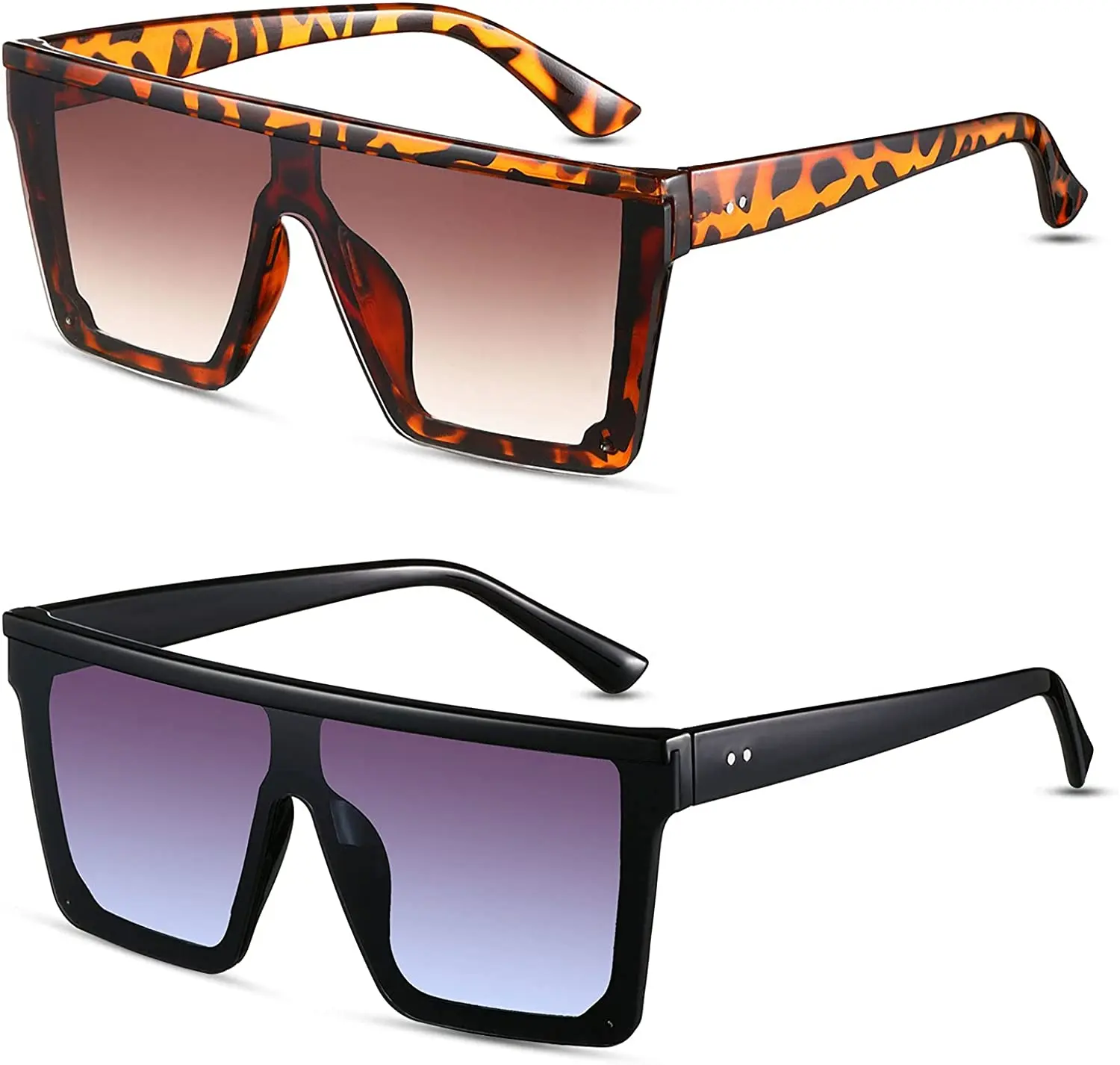 

Fashion Oversized Flat Top Sunglasses Siamese Lens Sunglasses Unisex Square Sunglasses Shades for Men Women