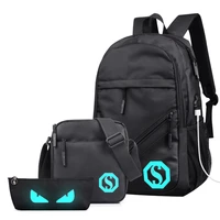 new 3pcs bag set boys school bags usb laptop backpacks waterproof backpack for student schoolbag bookbag kids pen pencil bag