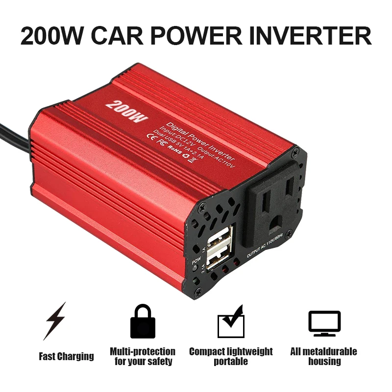 200w inversor de potência do carro 12v