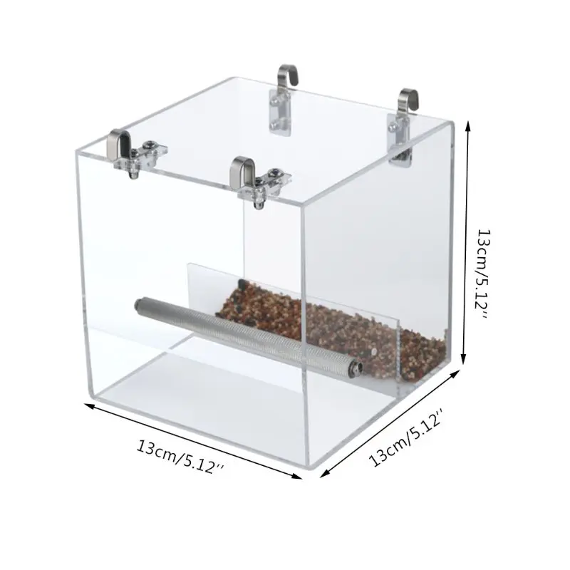 

Acrylic Bird Feeder Hanging Seed Tray Box Parrot Perch Stand Cage Feeding Tools D7YB