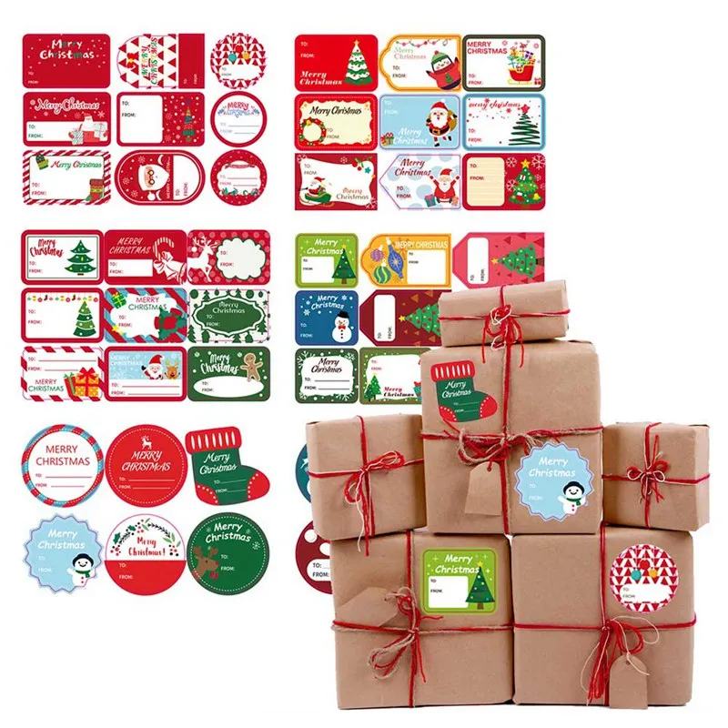 

6-9Pcs/Sheets Merry Christmas Written Stickers Handmade Cake Packaging Sealing Label Stickers for Baking DIY Gift Stickers