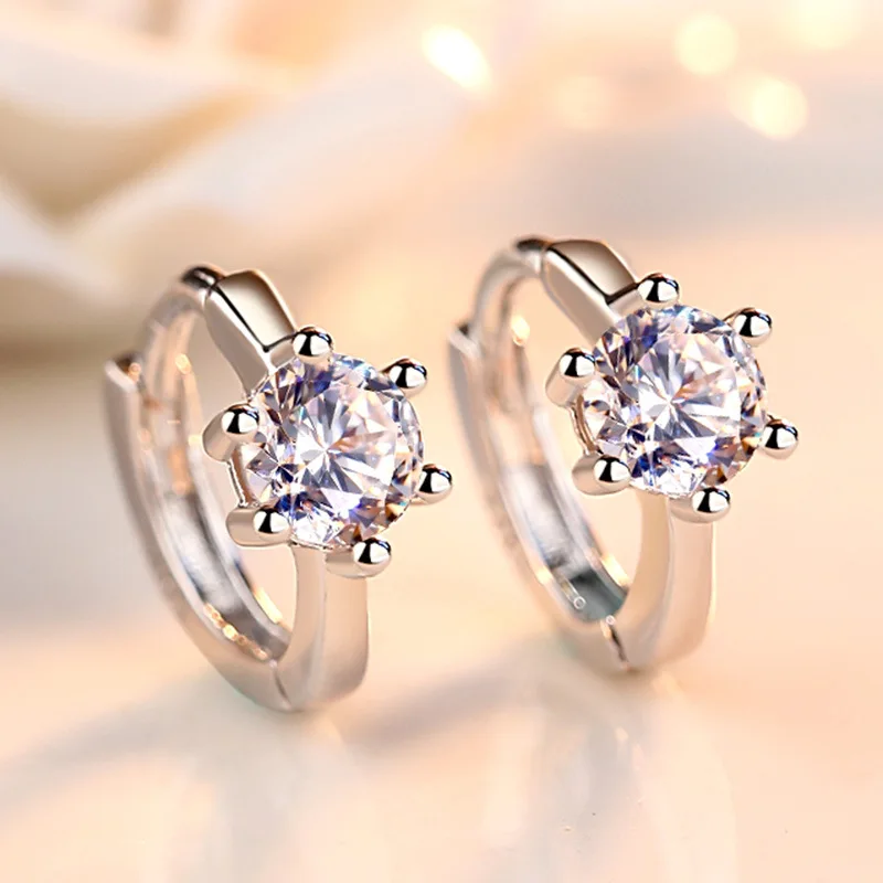 

Серьги-кольца для девочек, Милые простые маленькие минималистичные серьги с кристаллами циркония класса ААА, крошечные женские серьги для ...