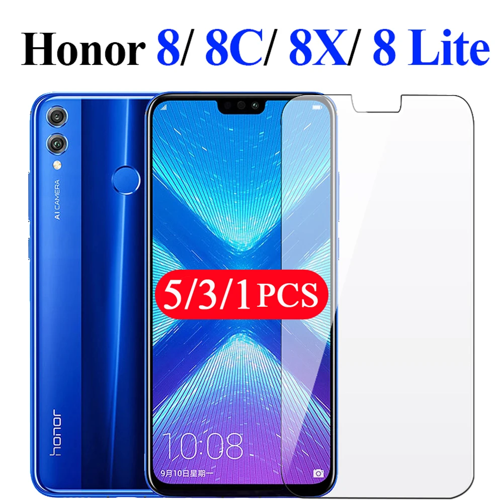 

5/3/1Pcs tempered glass for huawei honor 8 8A pro lite 8S 8C 8X max phone screen protector protective film on glass smartphone