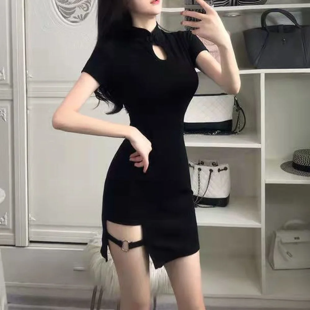 Модное женское короткое современное платье Qipao традиционное китайское ретро