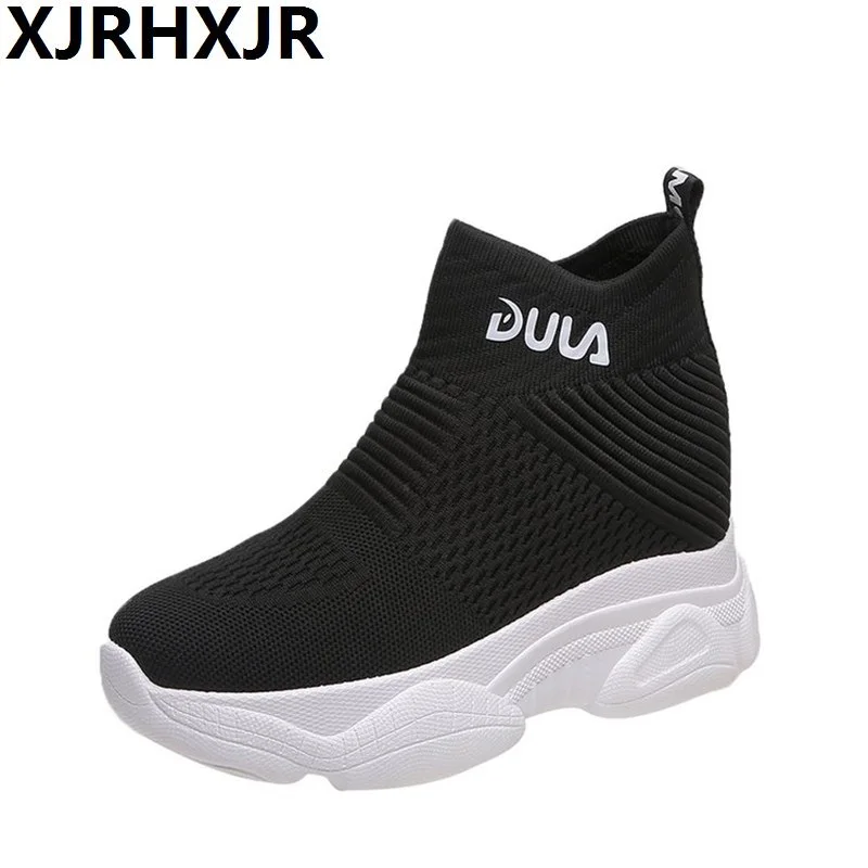 Женские осенние ботильоны на скрытой танкетке кроссовки платформе женские