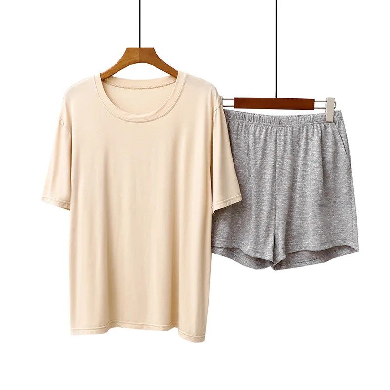 

Комплект пижамный женский из модала и хлопка, мягкая Домашняя одежда, интимное нижнее белье, комплект для сна из 2 предметов, повседневная од...