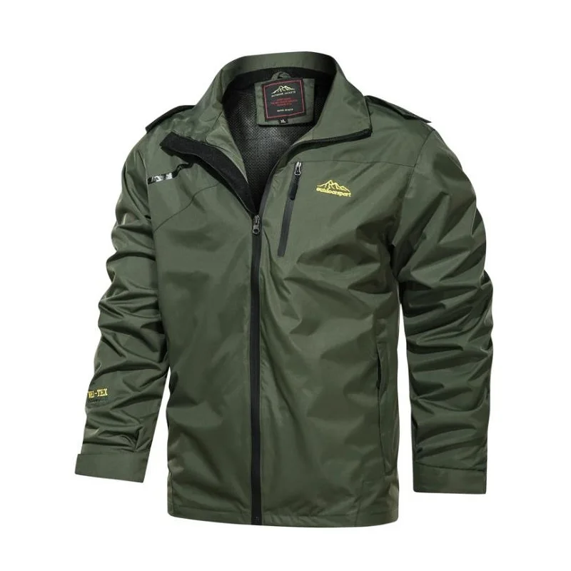 

2021 Brand Men's Windbreaker Jackets Mens Soft Shell Overcoat Hiking Outdoor Military Hooded Coat Trim Casual Male Clothing 5XL