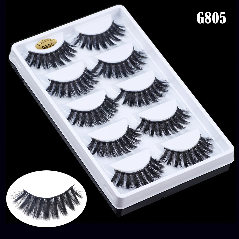 

FX-S67 Wholesales Buenas Faux Minkfur 5D False Eyelashes 50 Pairs Hot Sell G805 Crisscross Eyelash 5d Eye Lash