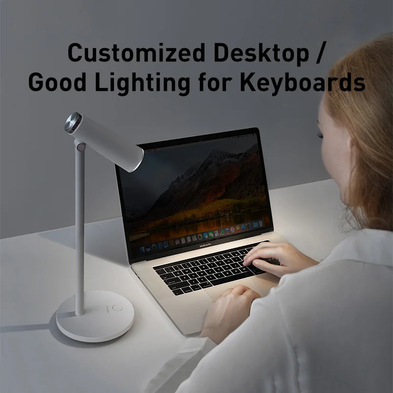 구매 Baseus-i-wok 무단 조도 조절 책상 램프 테이블 독서 빛 눈 보호 LED 책상 램프 USB 충전식 작업 공부 테이블 램프, 밝기 조절 가능 눈 보호 조명 책상 스탠드 공부등