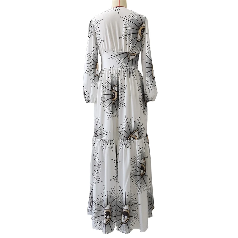 

Devil's eye one piece swimsuit smock 2021 new Chiffon beach long sleeve print holiday