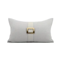 modern ins cushion covers for living room solid light grey waist pillows gold metal accessories throw pillowcase 30x50cm