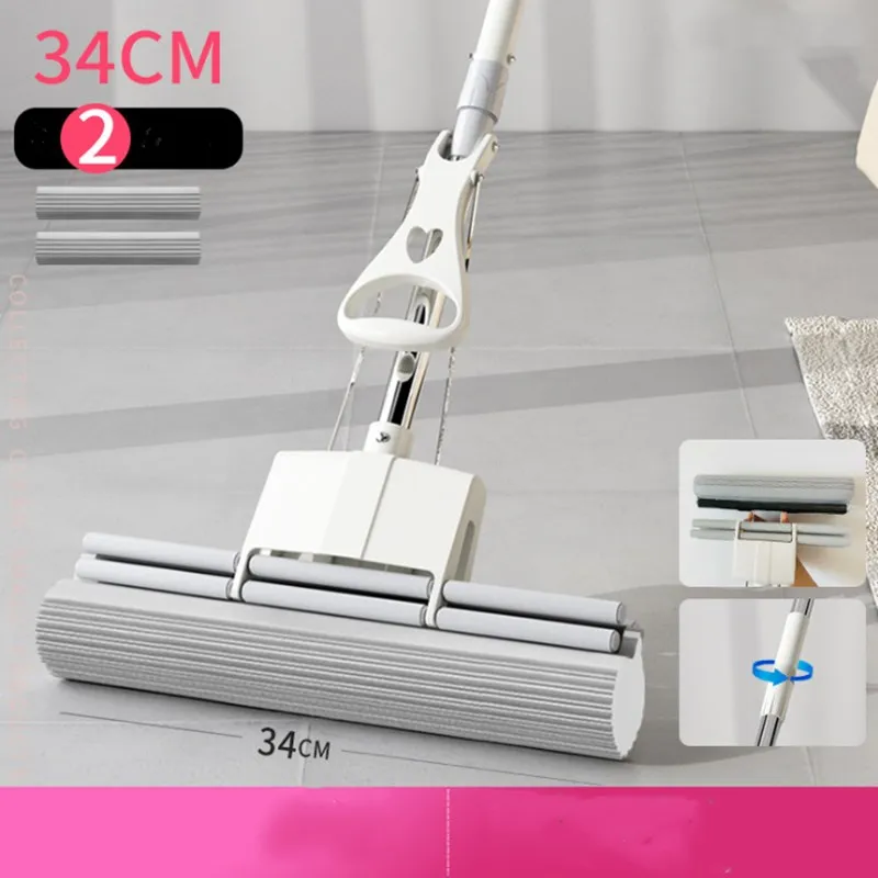B2 Sponge Mop Head Household Hand-free Washing Absorbent Mop Oversized Roller Type Cotton Mop Ceramic Tiles Floor Cleaning - Цвет: B2