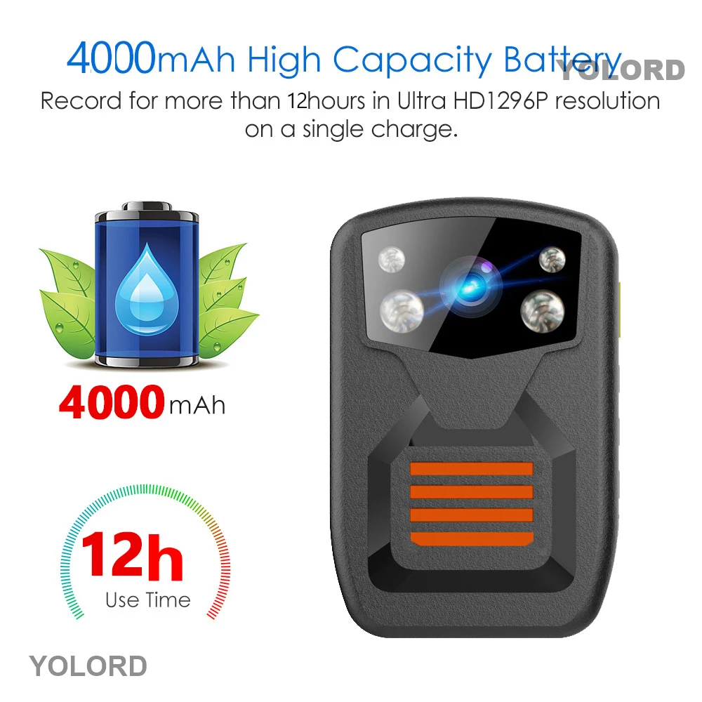 Автомобильная камера 1296p/1080p 36 МП 4000 мАч Ultra HD GPS DVR видео Диктофон полицейская DV