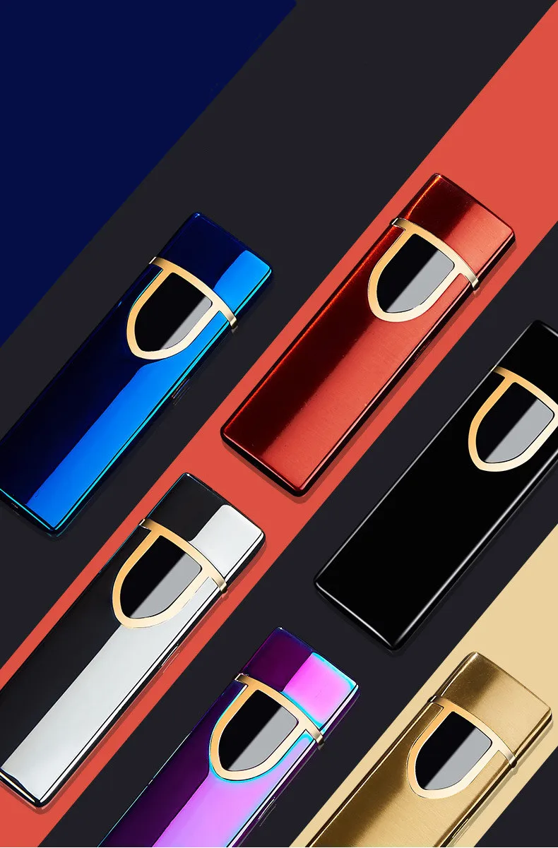 Usb зарядка Электронная Зажигалка Ветрозащитная тонкая мужская индивидуальная Женская электрическая нагревательная цветная сигарета зажигалка