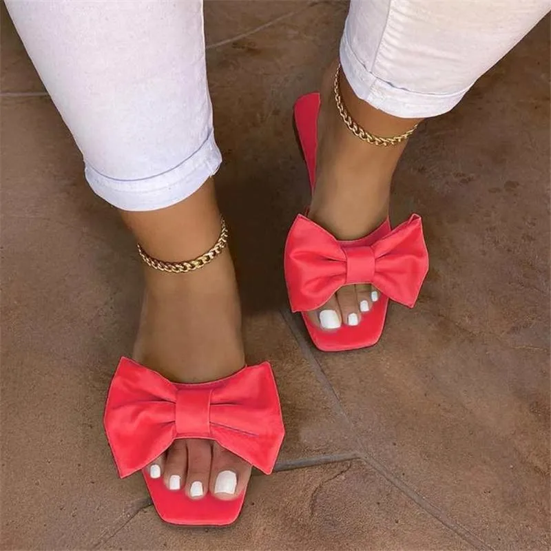 

Bow 2021 Summer Sandals Women comfort Sandals Slipper Indoor Outdoor Flip-flops Beach Shoes Female Slippers Women Shoes Y1