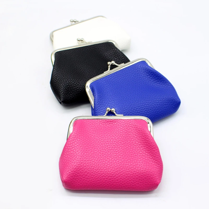 

PU Leather Pocket Money Purse Buckle Coin Wallet Candy Color Card Holder Simple Double Layer Mini Purse Gift For Women Girls