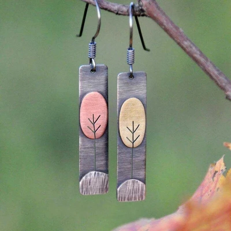 

Bohemia Creativity Retro Fashion Sculpture Tree Pattern Big Tree Art Pendant Earring Woman Charm Party Jewelry Gift Accessories