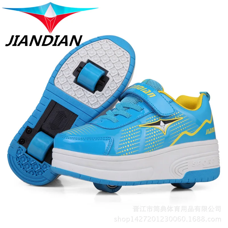 

2016 Children Kids Fashion Sneakers with Two Wheels Roller Skate Shoes Boys Girls Shoes 28-37 Pink