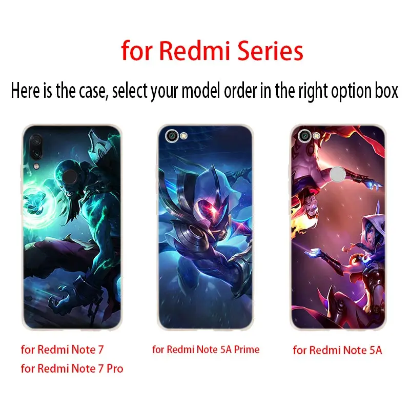 

League Legends LOL Coque Funda Etui Phone CasesSoft Case For Xiaomi Redmi 9a 8a 7a 6pro 6a Note 9 8 7 6 5 Pro 9s 8T Bag