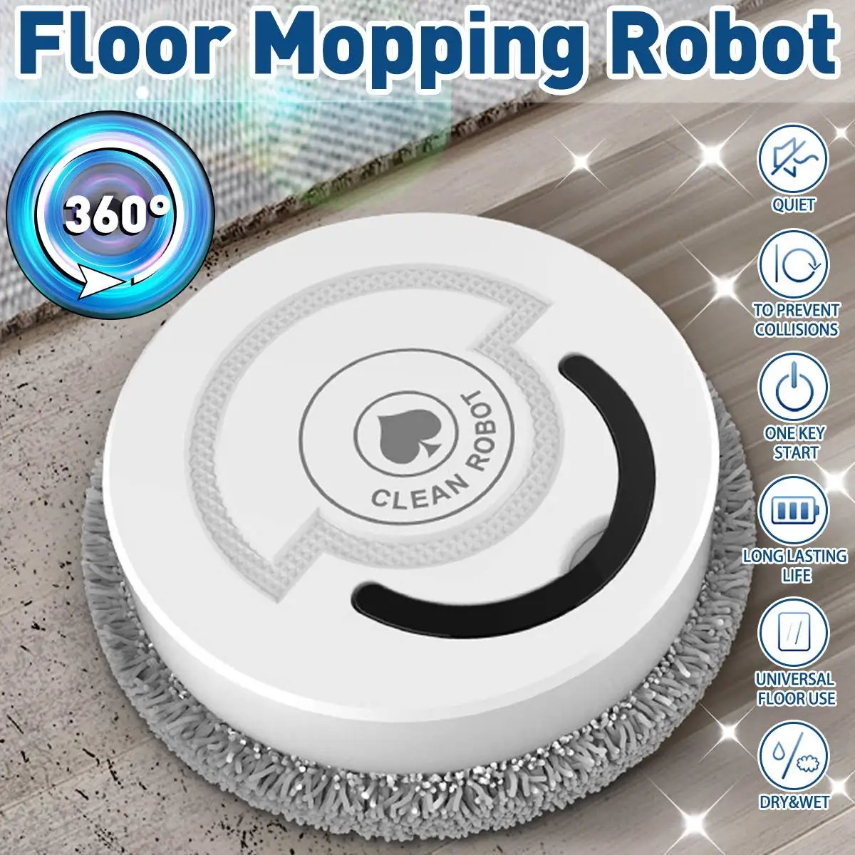 

Electric Floor Sweeping Robot Dry And Wet Mopping Machine Home Cleaning Robot Vacuum Cleaner USB Rechargeable Household Sweeper