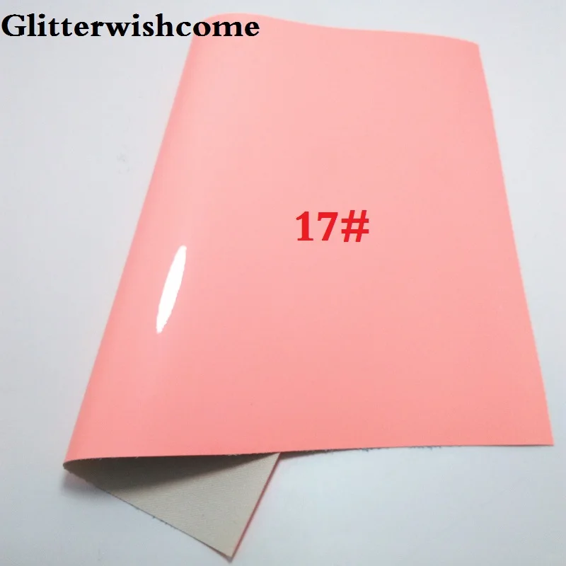 17 Glitterwishcome 21X29 см А4 Размер синтетическая кожа, Флуо лакированная гладкая кожа, искусственная из искусственной кожи Ткань Винил для бантов, GM024A - Цвет: 17