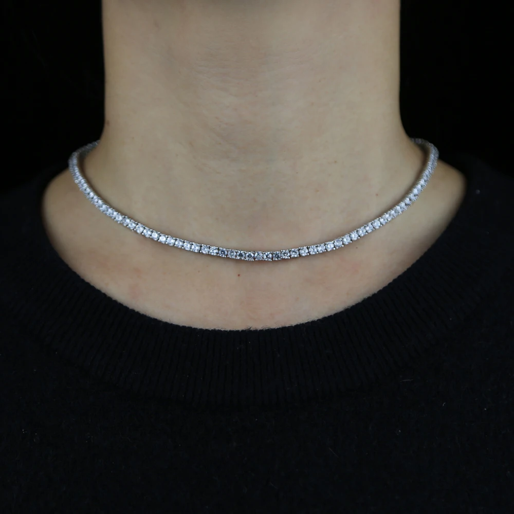 

Bling Single Row 3MM CZ Tennis Chain Choker Necklace Women Iced Out Men Women 3mm 5Mm Width Hip Hop Jewelry Wholesale