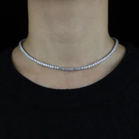 bling single row 3mm cz tennis chain choker necklace women iced out men women 3mm 5mm width hip hop jewelry wholesale