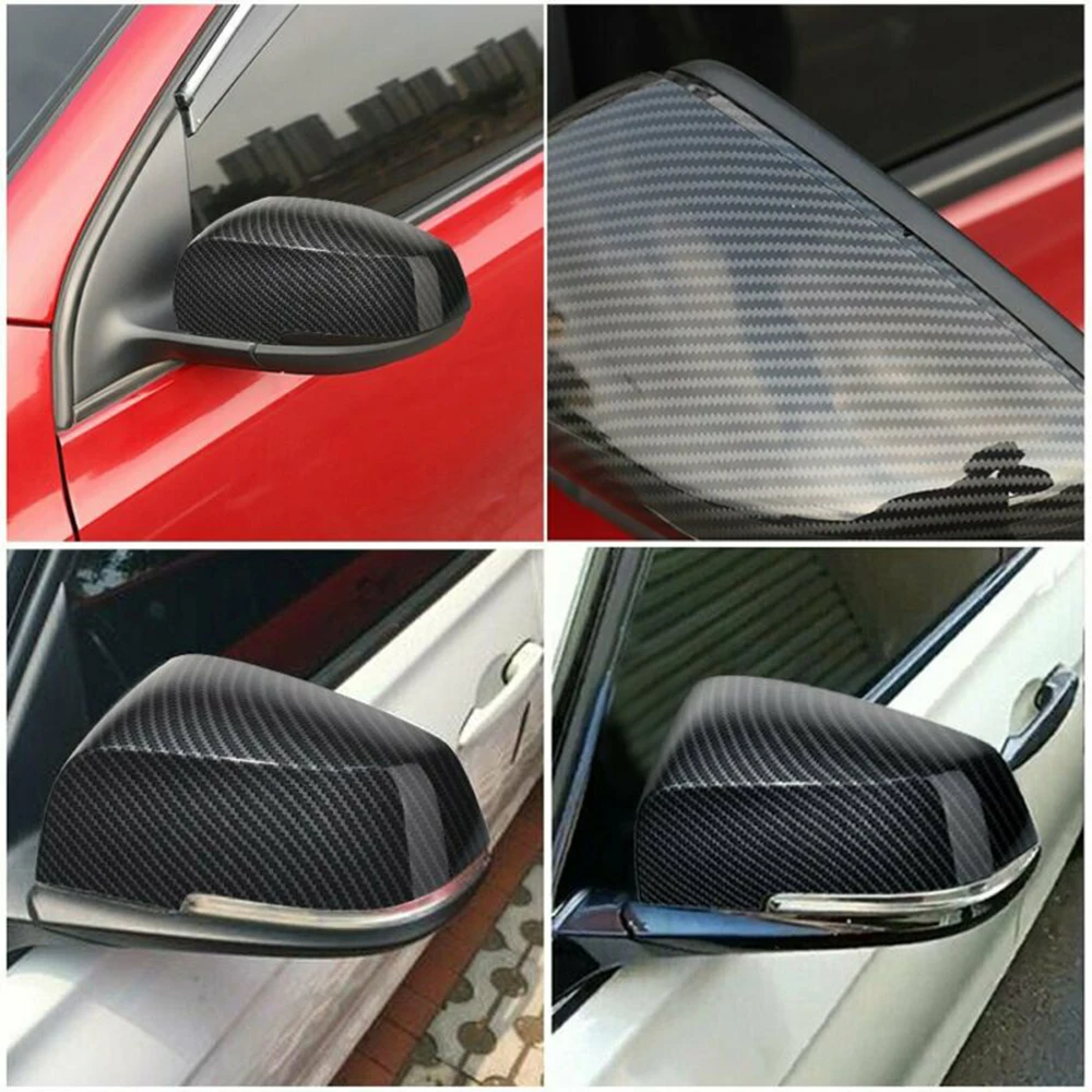 

forcar 2pcs auto rearview mirror cover Carbon Fiber Style Black For BMW F20 F21 F23 F30 F36 F32 F87 E84 car Accessories Auto