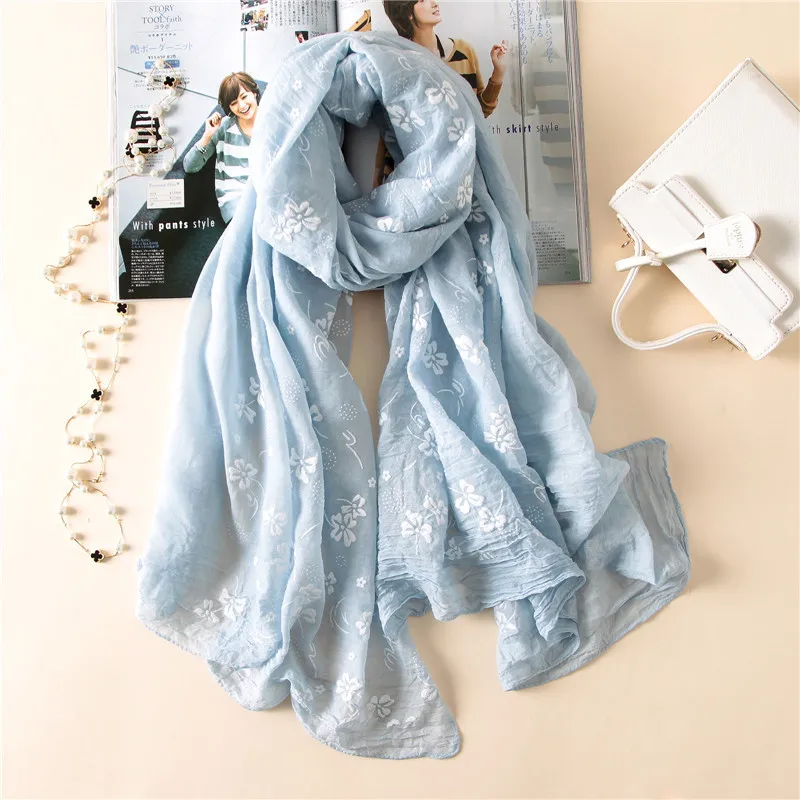 

2021 new brand spring women scarf Embroider fashion long scarves cotton winter shawl lady pashmina bandana foulard hijabs female