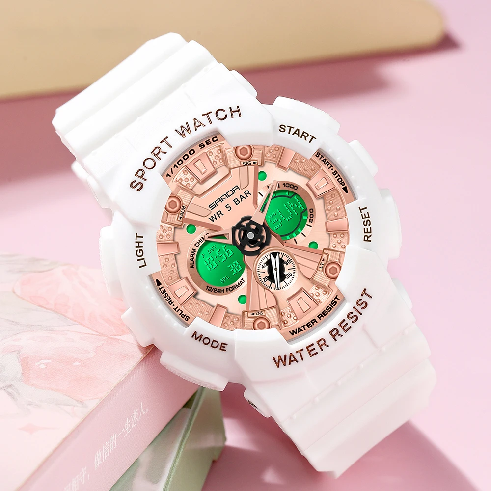 SANDA Sports Women Men Watch 50M Waterproof Dual Display Wrist Watch for Male Female Clock Relogio Feminino High Quality