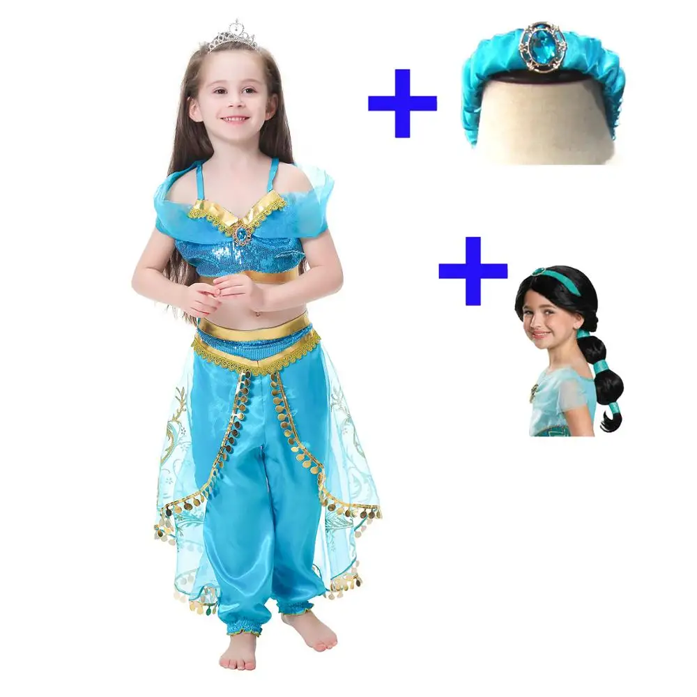 

Костюм Aladdin для косплея принцессы жасмин, детский нарядный костюм, костюм на Хэллоуин в арабском стиле для девочек, одежда для танца живота и...
