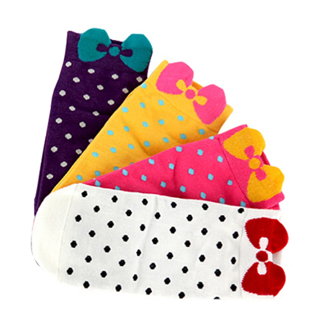 

Women Girls Short Socks Fashion Polka Dot Foot Socks Cotton Blends Soft Lovely Bowknot Hosiery Colorful Happy Funny Socks