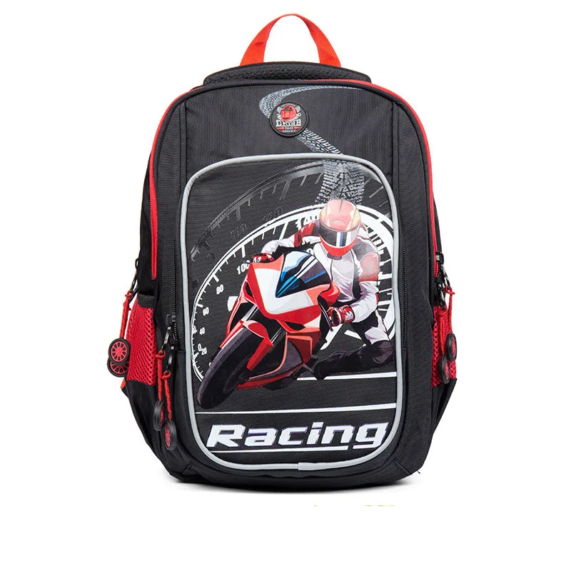 Fashion Children School Bags for Boys Backpacks Motorcycle Pattern Waterproof Orthopedic Knapsack Primary Schoolbag Grade 1-6