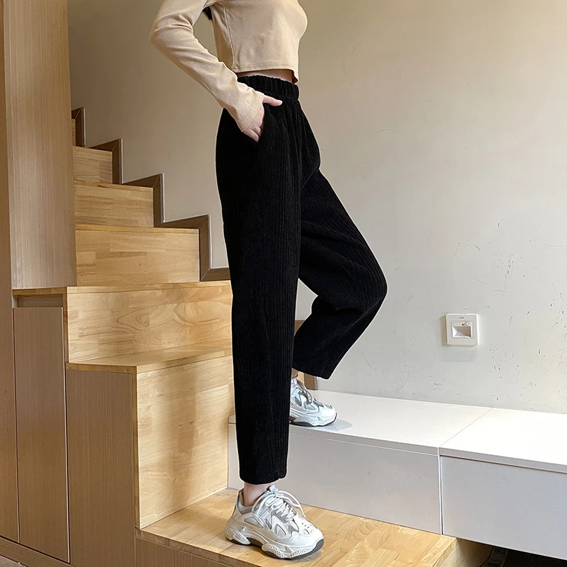 Женские плотные вельветовые брюки JMPRS с высокой талией зимние теплые Винтажные