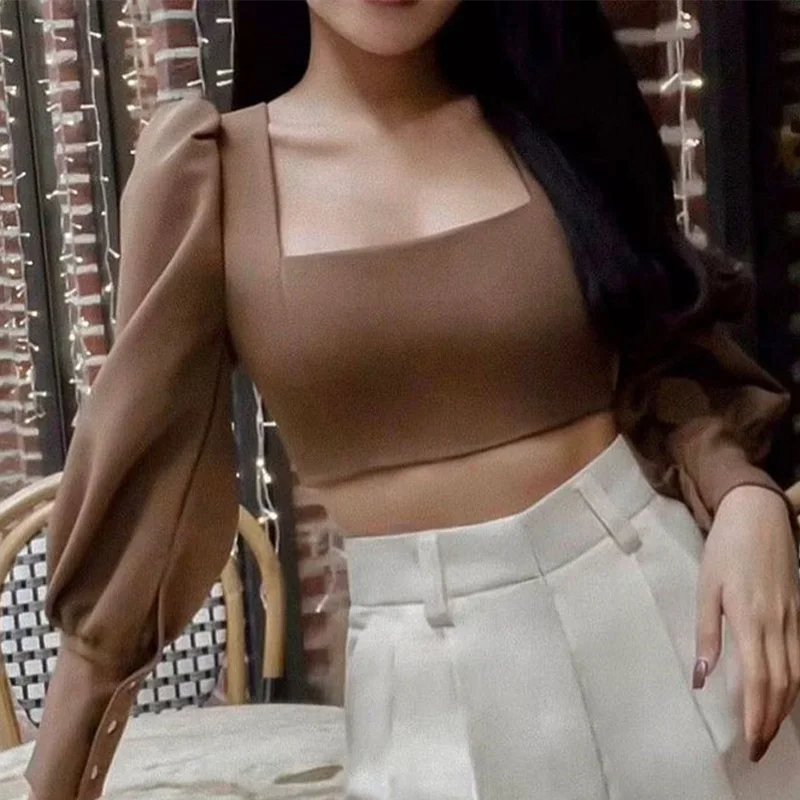 Женская Офисная туника с квадратным вырезом элегантная белая блузка