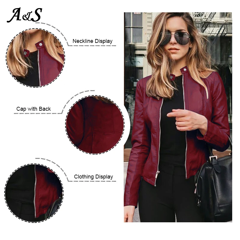 Anbenser Women PU Leather Jacket Autumn Casual Slim Soft Moto Biker Winter Faux Leather Jacket Female Coat Basic Streetwear