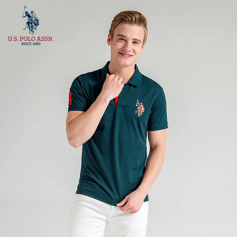 Polo Assn. Новые летние мужские рубашки поло с коротким рукавом и круглым вырезом |