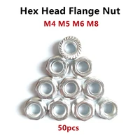 50pcs m4 m5 m6 m8 high quality 304 stainless steel hexagon hex head flange nut lock nut din6923 aluminum profile accessories