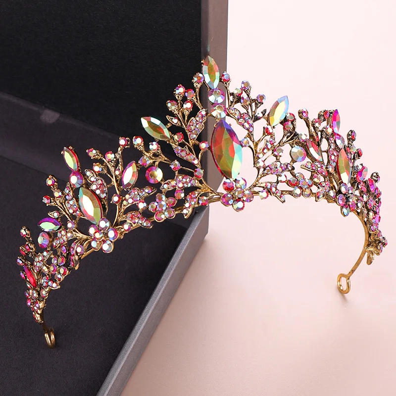 Свадебная корона тиара красочные барокко Стразы Кристалл Корона невесты