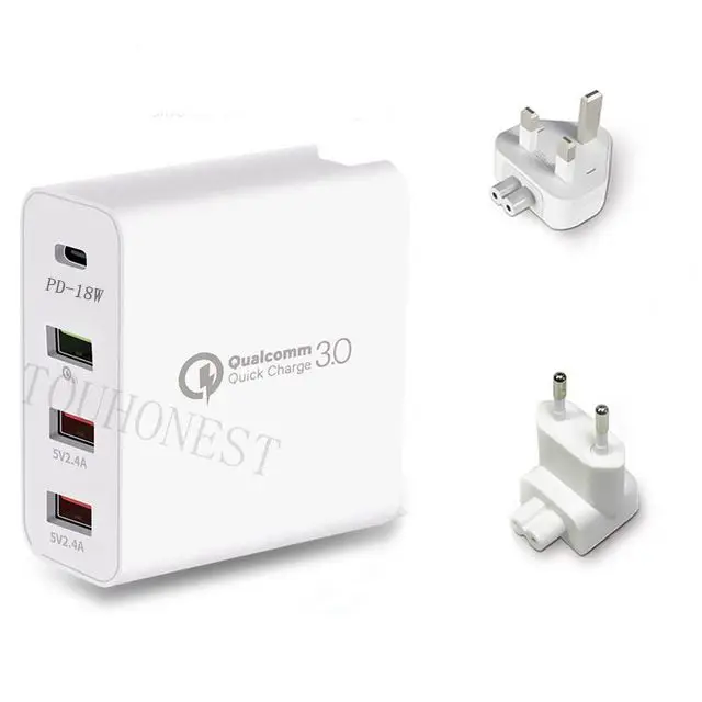 4 порта Смарт USB зарядка 48 Вт быстрое зарядное устройство 3,0 для iPhone samsung Xiaomi huawei USB адаптер type C PD быстрое настенное зарядное устройство EU AU UK - Тип штекера: US UK EU