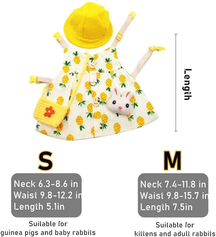 

Pet Rabbit Accessories Cute Bunny Vest Harness Outdoor Leash Set Rabbit Clothing Suit Button Decor Pet Kitten Animal Cat Clothes