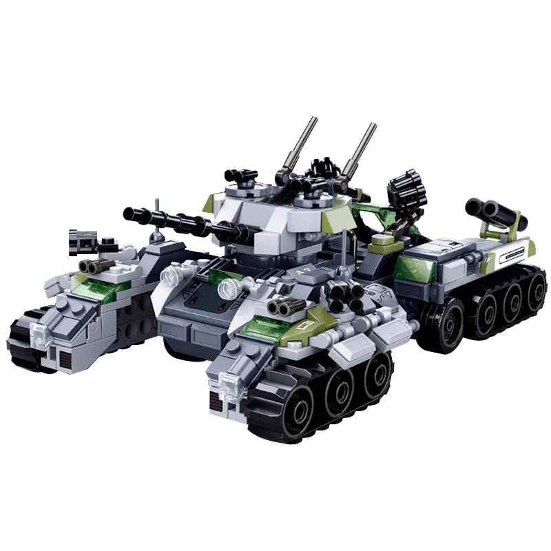

SLUBAN Military Tank Vehicle Creator 4 IN 1 Ww2 Gun Trucks Building Blocks Military Base Army Soldiers Figures Bricks Boys Toys